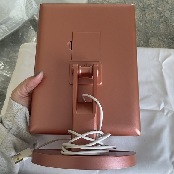 DeWeisn Folding Swivel Lighted Make-up Mirror Tone 11" Tri-Fold Rose Gold - Picture 5 of 7
